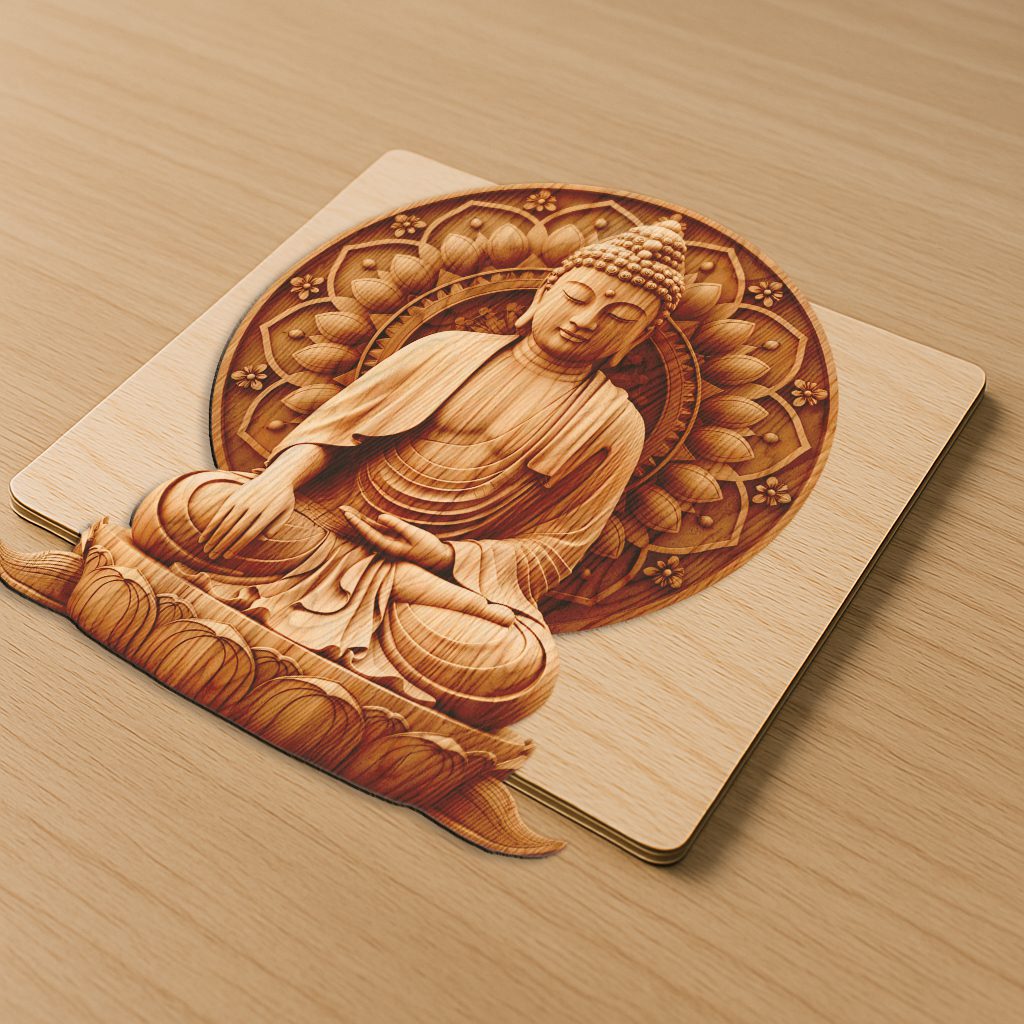 Buddha 3D Laser Engraving File, Smiling Buddha Art for Zen Home Decor, Meditation – Image 3