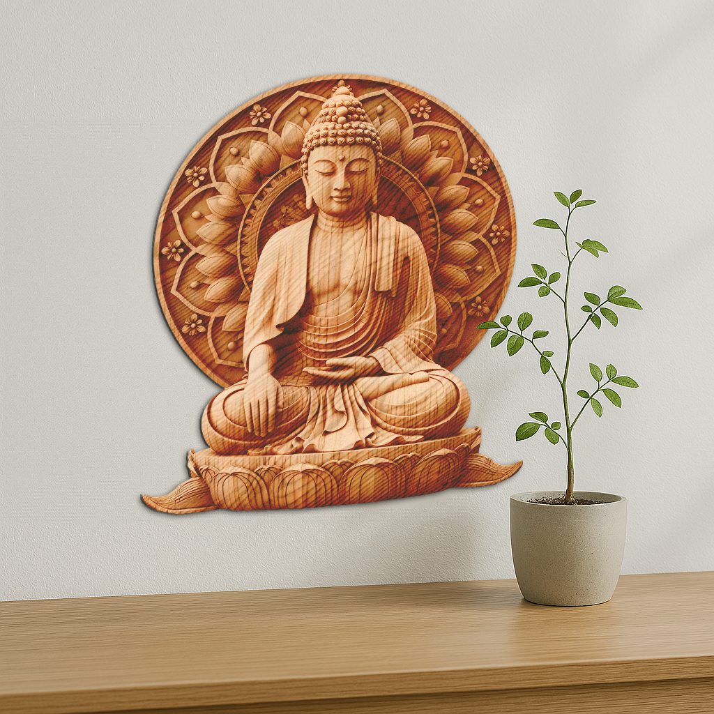 Buddha 3D Laser Engraving File, Smiling Buddha Art for Zen Home Decor, Meditation – Image 5