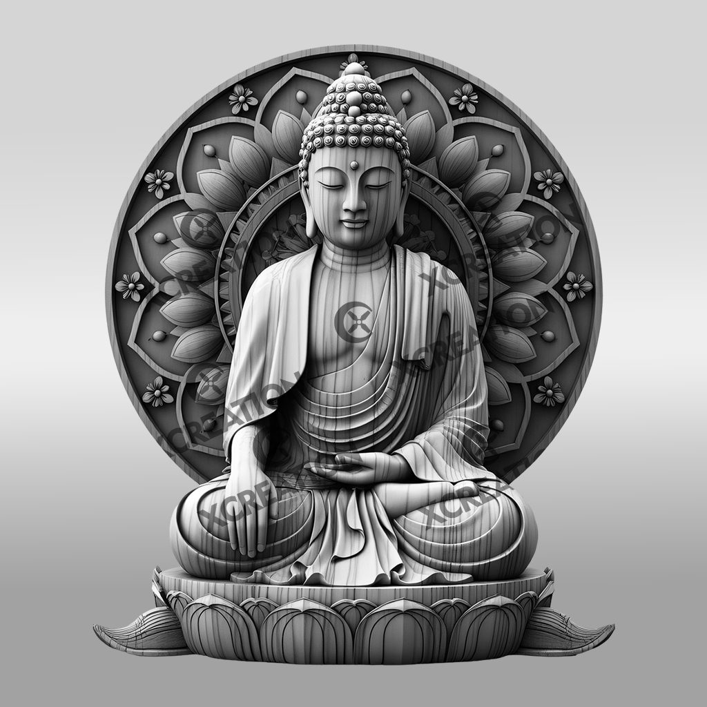 Buddha 3D Laser Engraving File, Smiling Buddha Art for Zen Home Decor, Meditation – Image 6