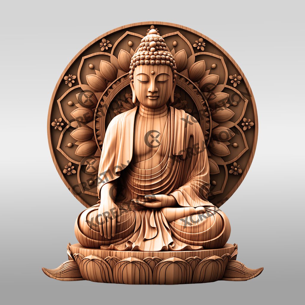 Buddha 3D Laser Engraving File, Smiling Buddha Art