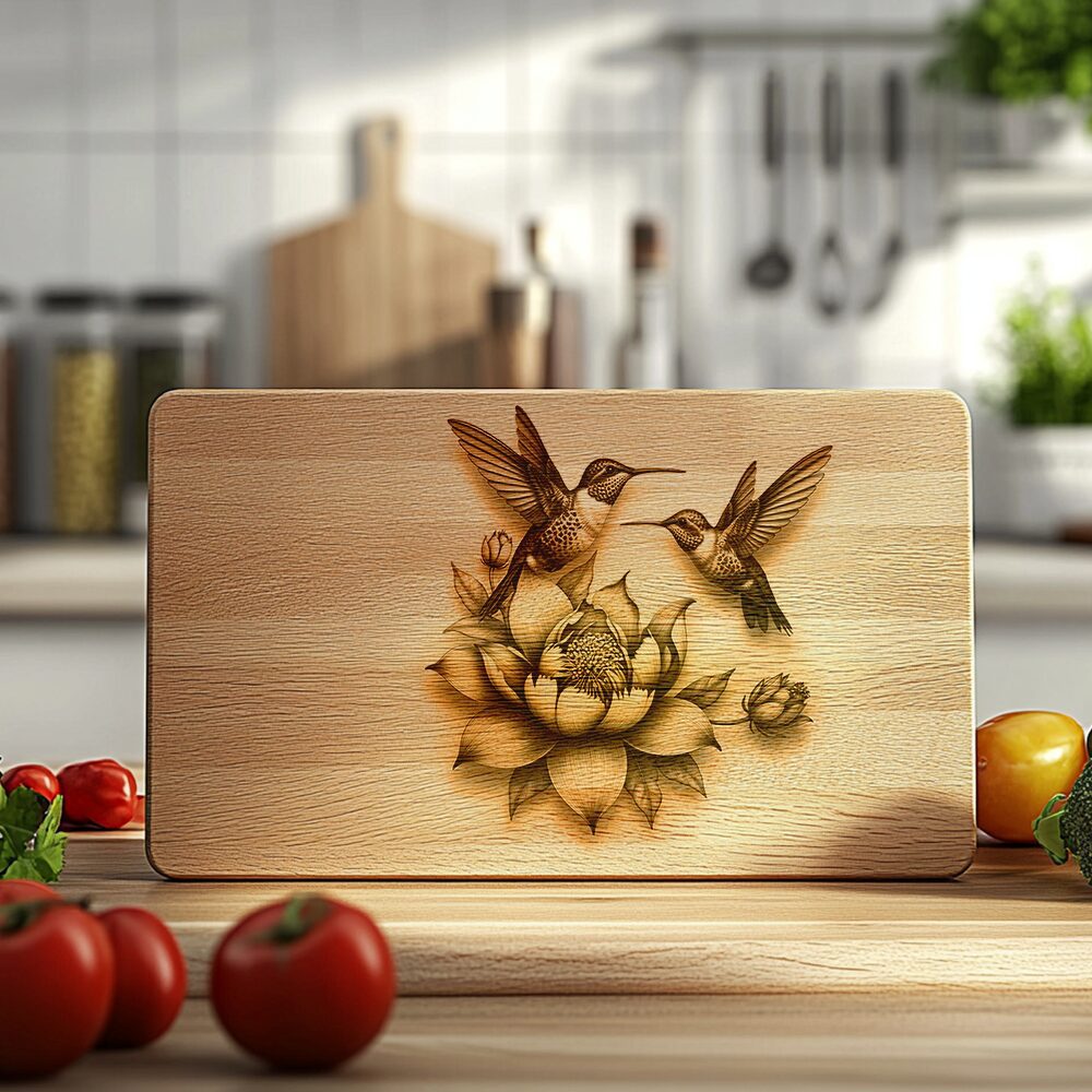 Charcuterie Board Engraving File, 3D Hummingbird Design, Couple