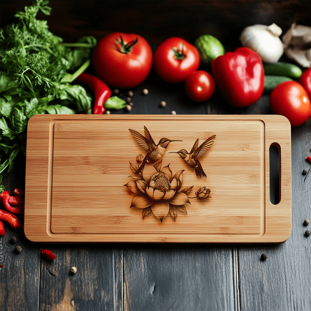 Charcuterie Board Engraving File, 3D Hummingbird Design, Couple