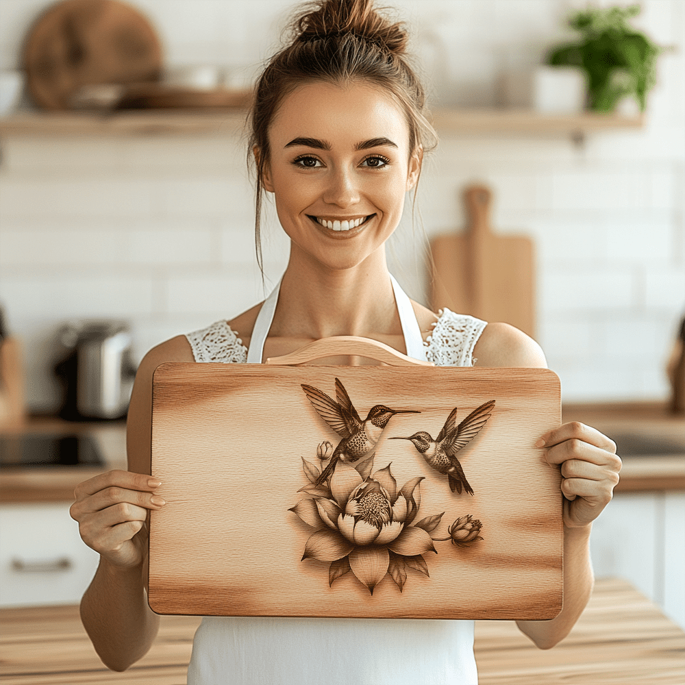 Charcuterie Board Engraving File, 3D Hummingbird Design, Couple