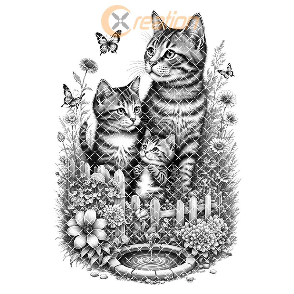 Charcuterie Board Engraving File, Cat Family by Fountain,