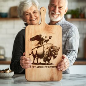 Charcuterie Board Engraving File, Eagle Buffalo Design, Rustic