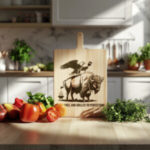 Charcuterie Board Engraving File, Eagle Buffalo Design, Rustic