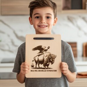 Charcuterie Board Engraving File, Eagle Buffalo Design, Rustic