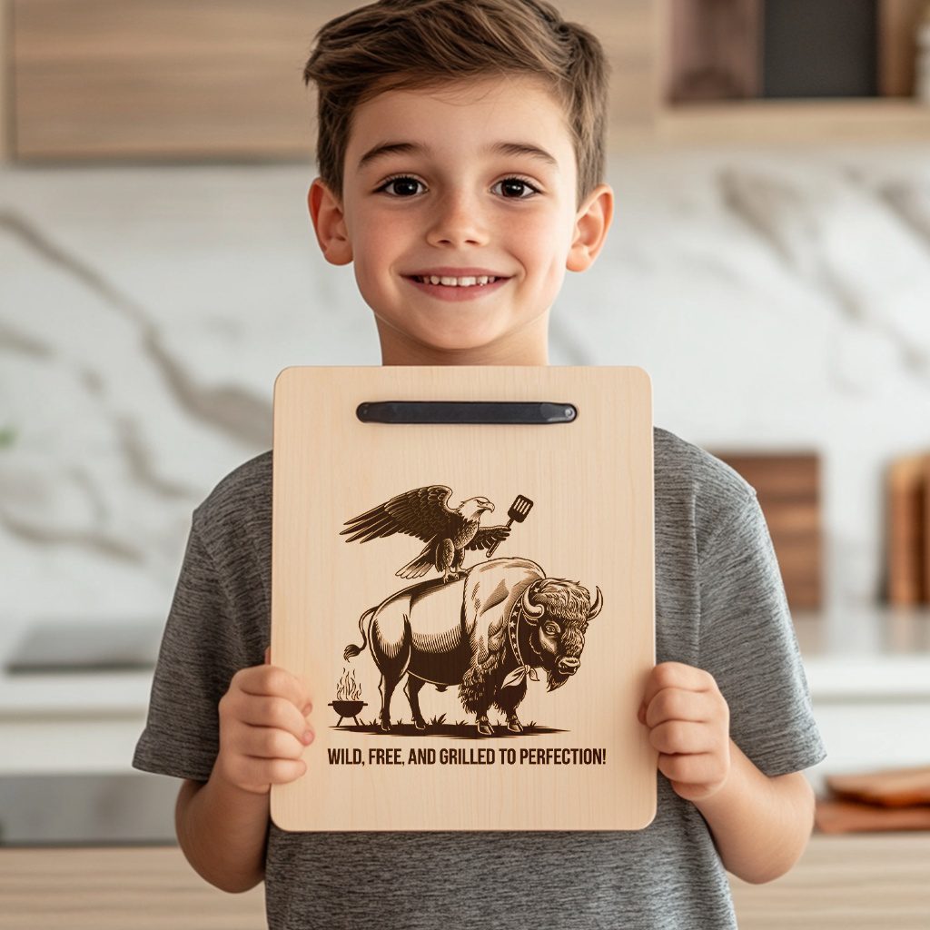 Charcuterie Board Engraving File, Eagle Buffalo Design, Rustic