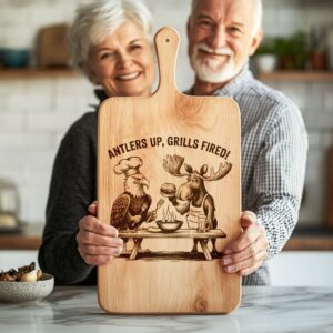 Charcuterie Board Engraving File, Eagle Moose Design, Grilling