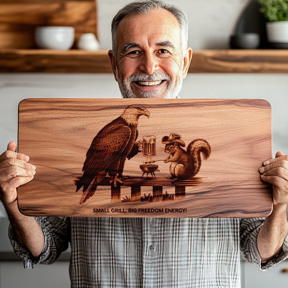 Charcuterie Board Engraving File, Eagle Squirrel Grill Beer