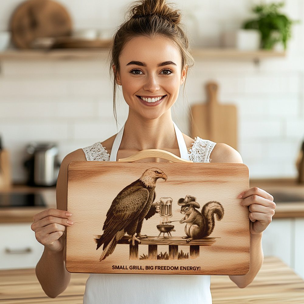 Charcuterie Board Engraving File, Eagle Squirrel Grill Beer