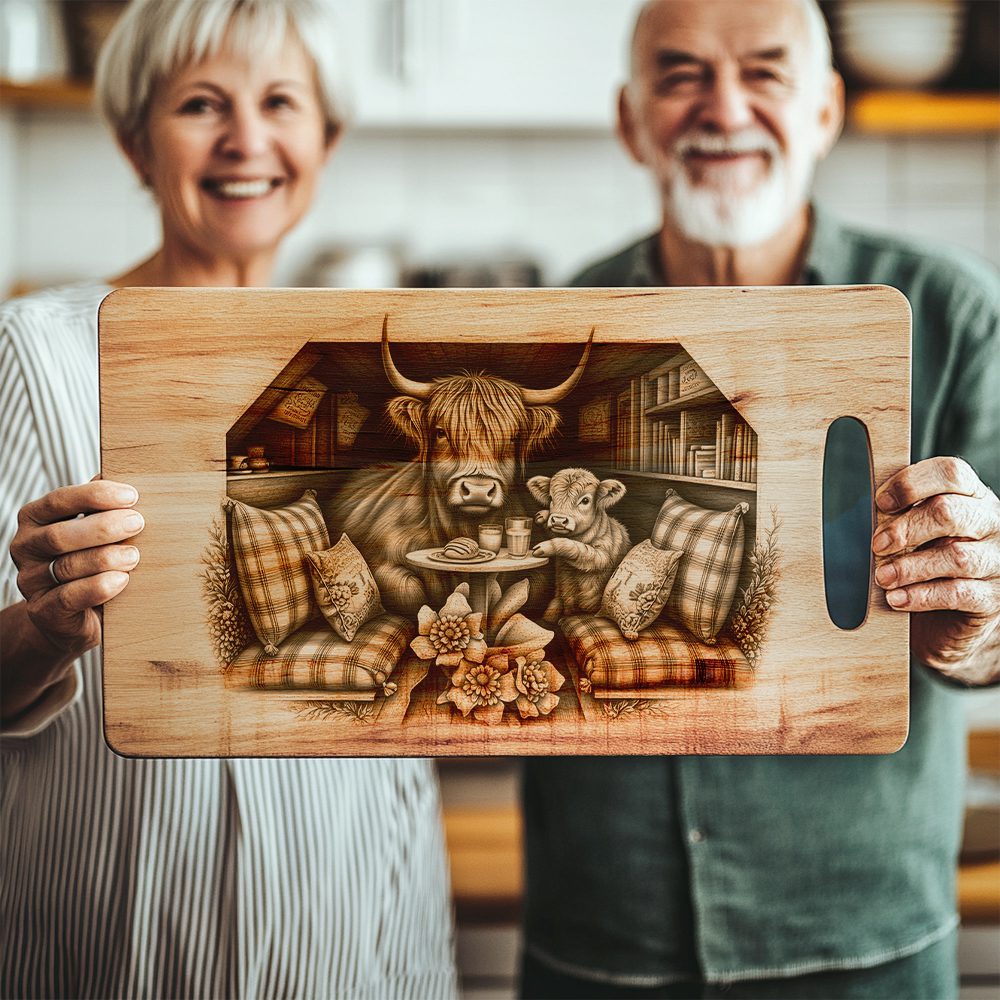 Charcuterie Board Engraving File, Highland Cow Farmhouse Kitchen