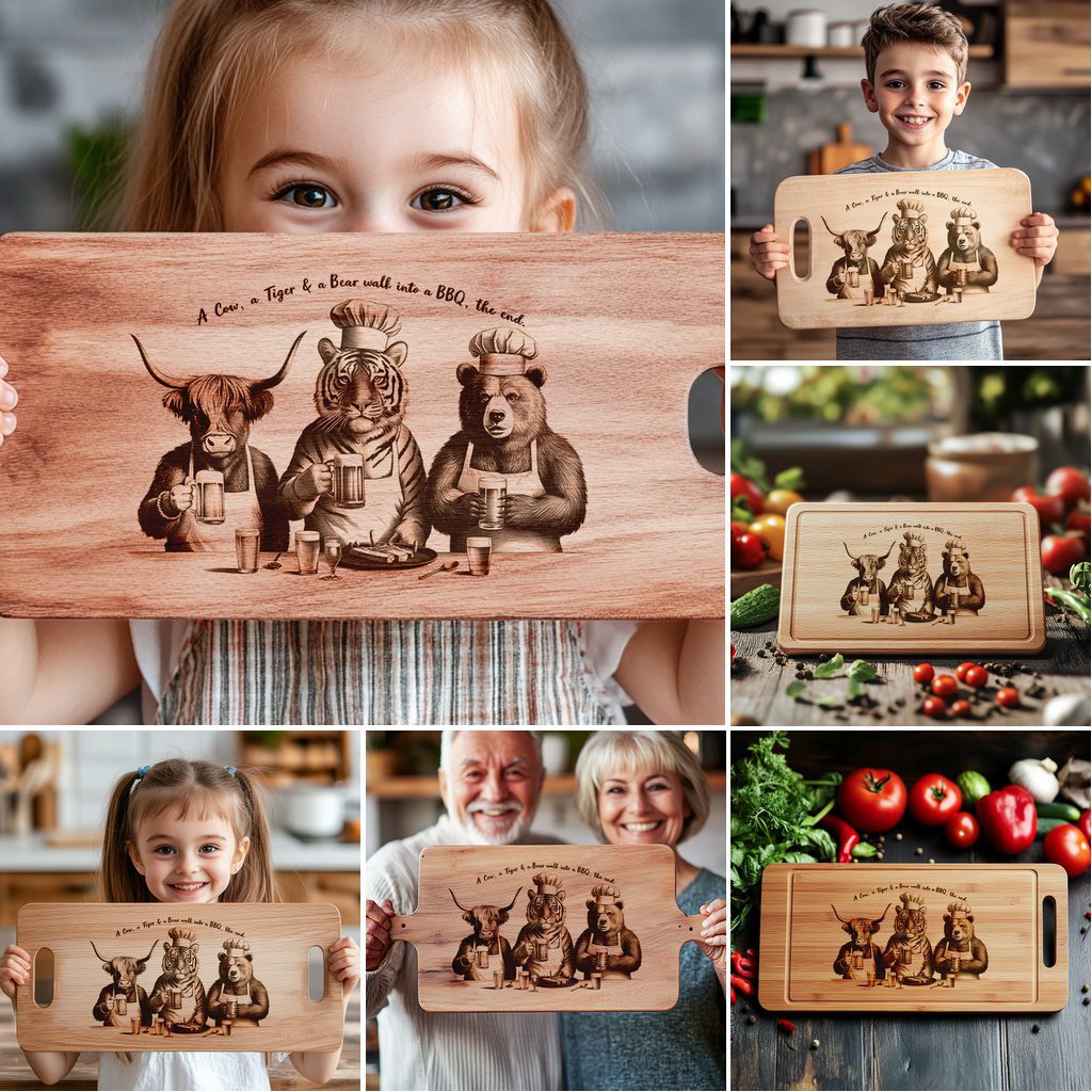 Charcuterie Board Laser Engraving Bundle, Funny Animal BBQ