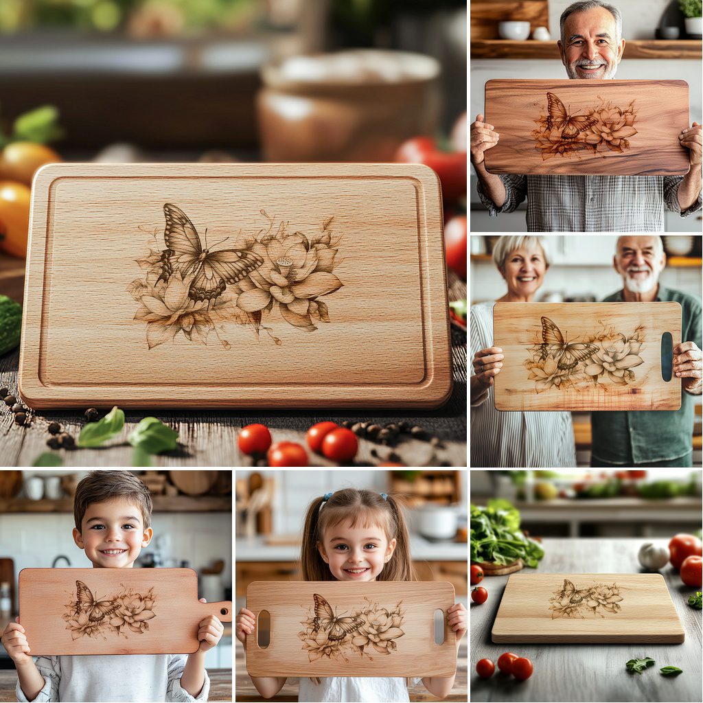 Charcuterie Board Laser Engraving File, Animal 3D Illusion, Kitchen Decor Art – Bild 2