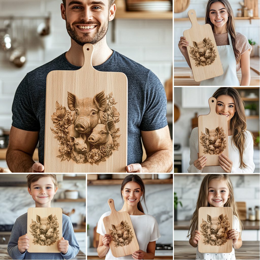 Charcuterie Board Laser Engraving File, Animal 3D Illusion, Kitchen Decor Art – Bild 6