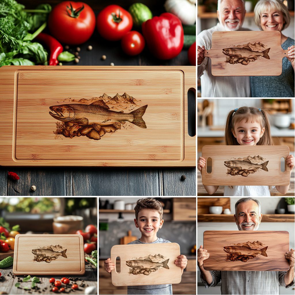 Charcuterie Board Laser Engraving File, Animal 3D Illusion, Kitchen Decor Art – Bild 7