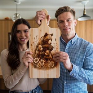 Charcuterie Board Laser Engraving File, Bear Family Nature