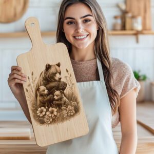 Charcuterie Board Laser Engraving File, Bear Family Nature