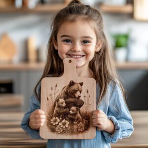 Charcuterie Board Laser Engraving File, Bear Family Nature