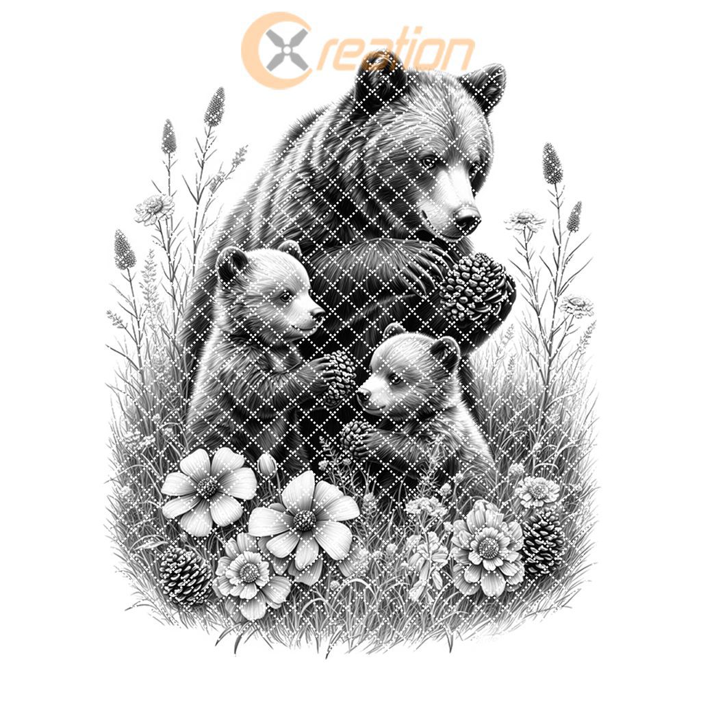 Charcuterie Board Laser Engraving File, Bear Family Nature