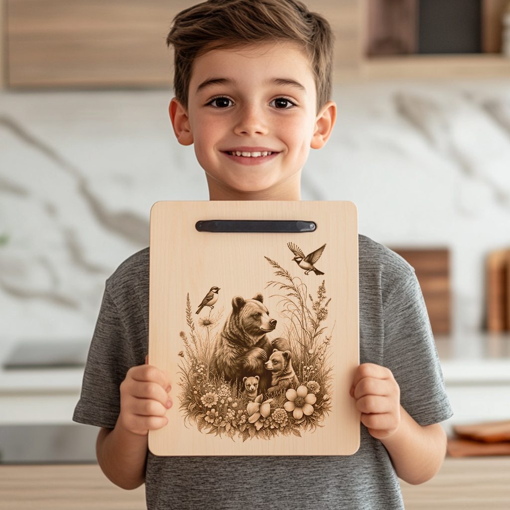 Charcuterie Board Laser Engraving File, Bear Family, Woodland Kitchen Decor - Imagen 2
