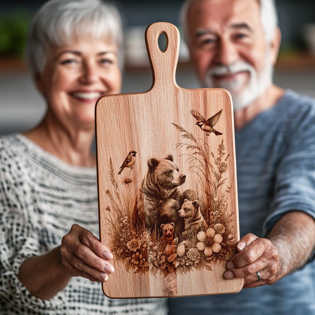 Charcuterie Board Laser Engraving File, Bear Family, Woodland Kitchen Decor - Imagen 4