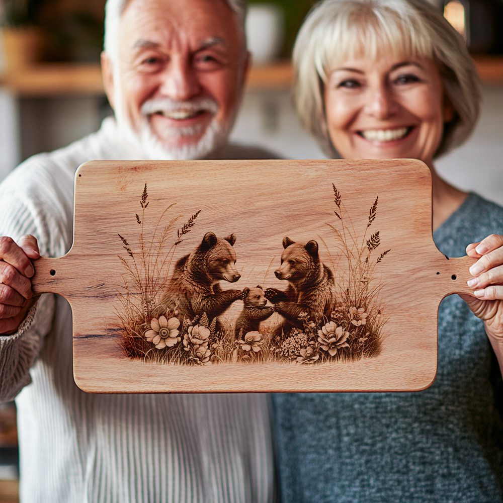 Charcuterie Board Laser Engraving File, Bear Family, Woodland Kitchen Decor Art – Bild 4