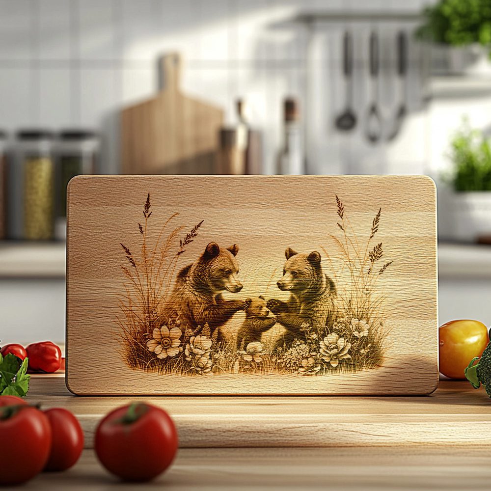 Charcuterie Board Laser Engraving File, Bear Family, Woodland Kitchen Decor Art – Bild 5