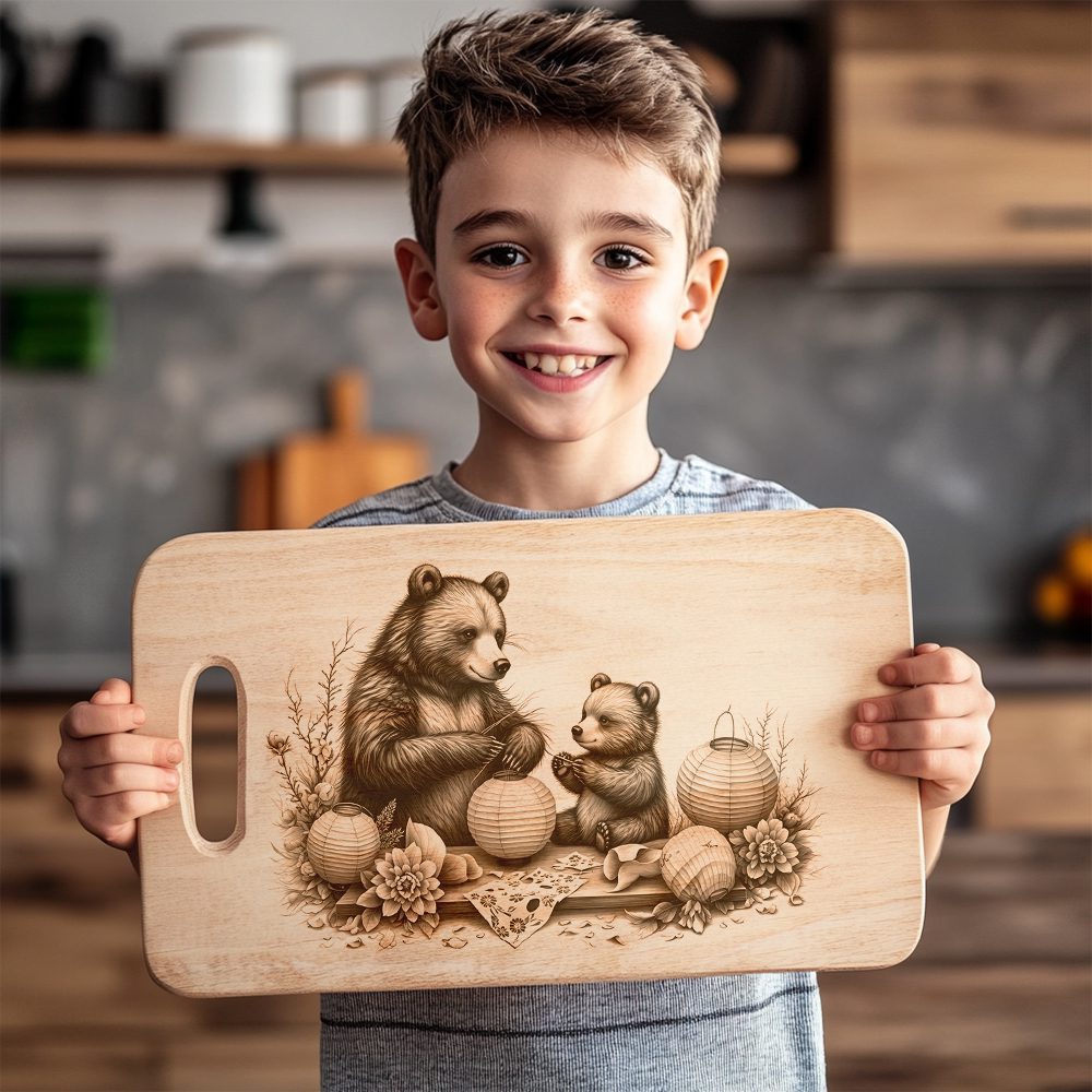 Charcuterie Board Laser Engraving File, Bear Lantern Kitchen