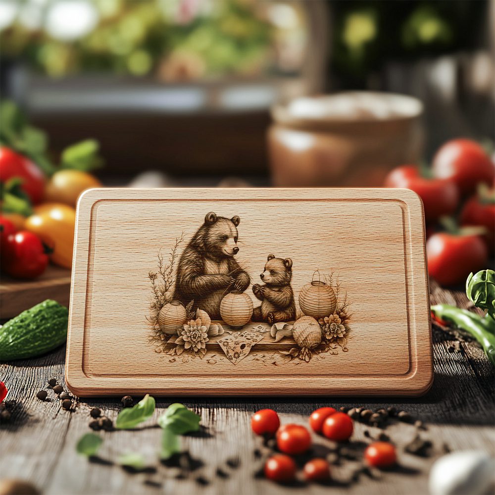 Charcuterie Board Laser Engraving File, Bear Lantern Kitchen