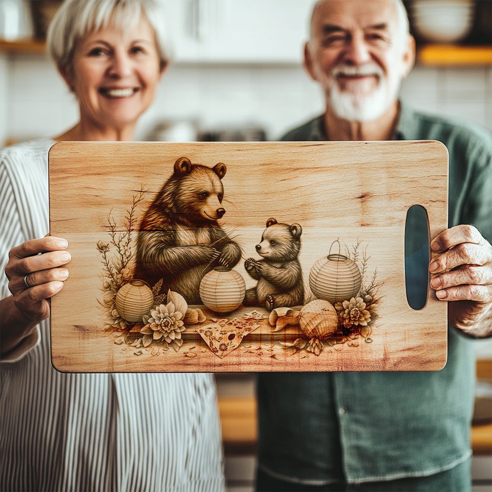 Charcuterie Board Laser Engraving File, Bear Lantern Kitchen