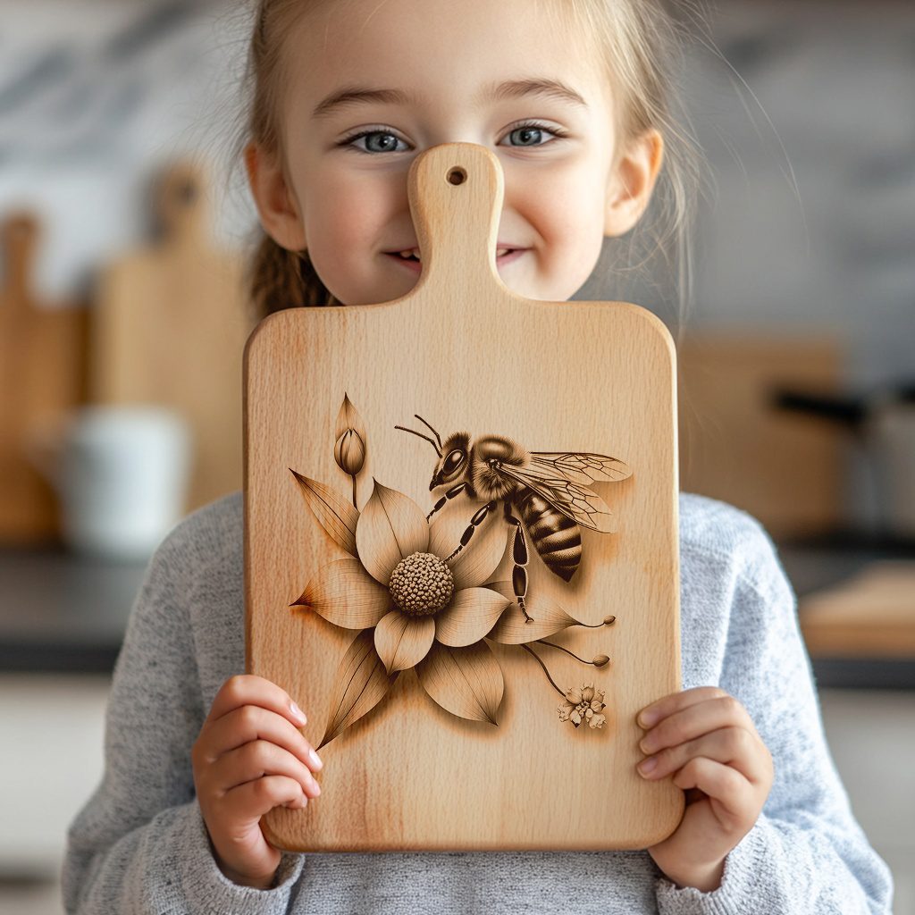 Charcuterie Board Laser Engraving File, Bee and Flower