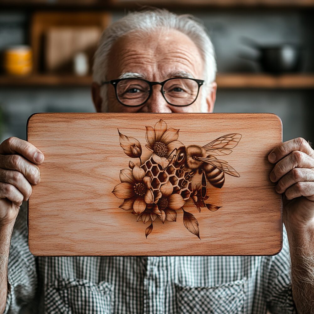Charcuterie Board Laser Engraving File, Bee and Flower