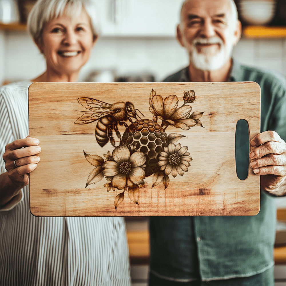 Charcuterie Board Laser Engraving File, Bee Honeycomb Floral Design, Kitchen Decor – Image 4