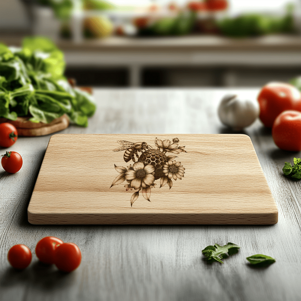 Charcuterie Board Laser Engraving File, Bee Honeycomb Floral Design, Kitchen Decor – Image 5