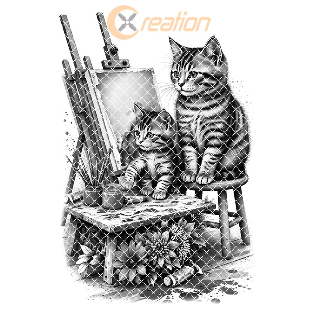 Charcuterie Board Laser Engraving File, Cat Family Art
