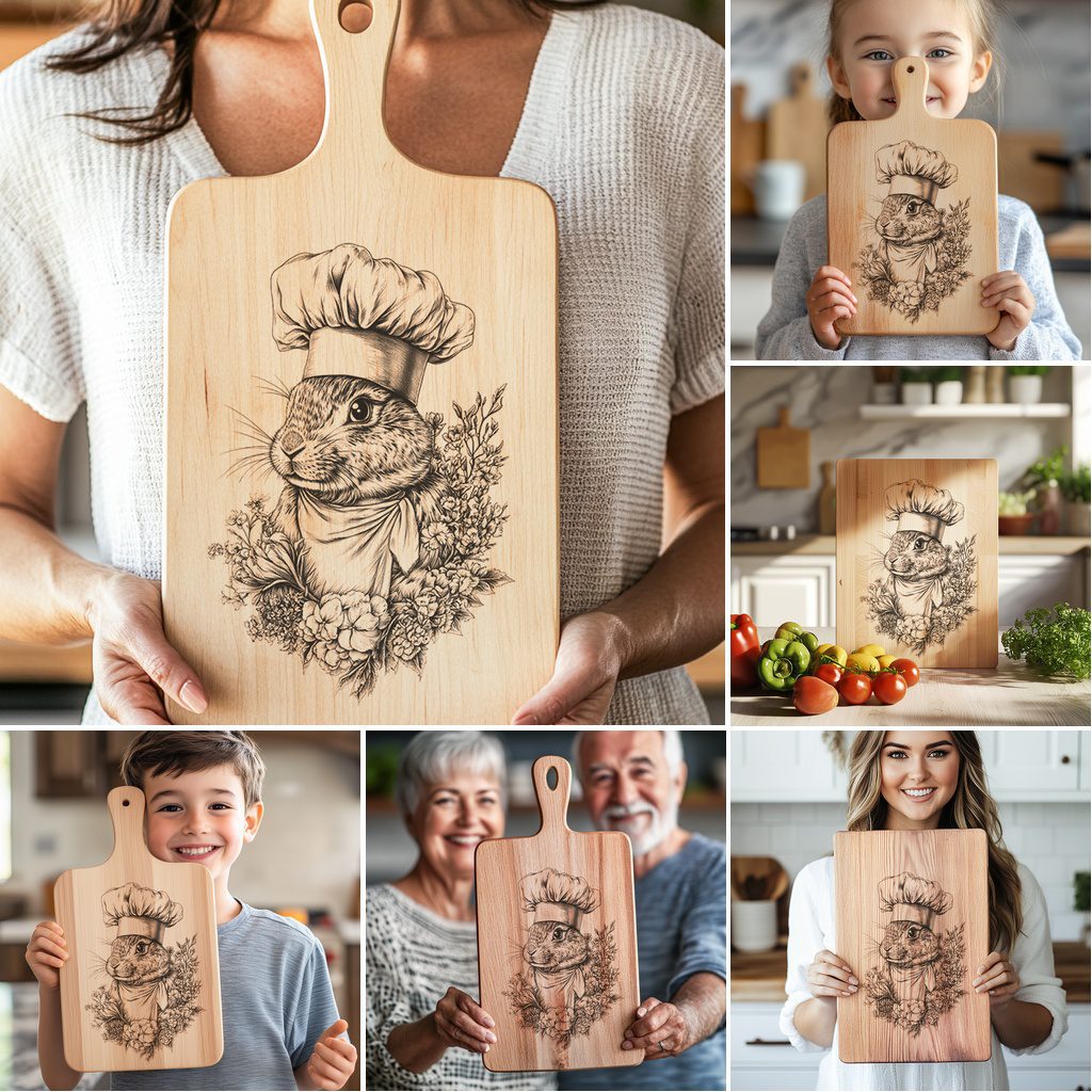 Charcuterie Board Laser Engraving Files, Animal 3D Illusion,
