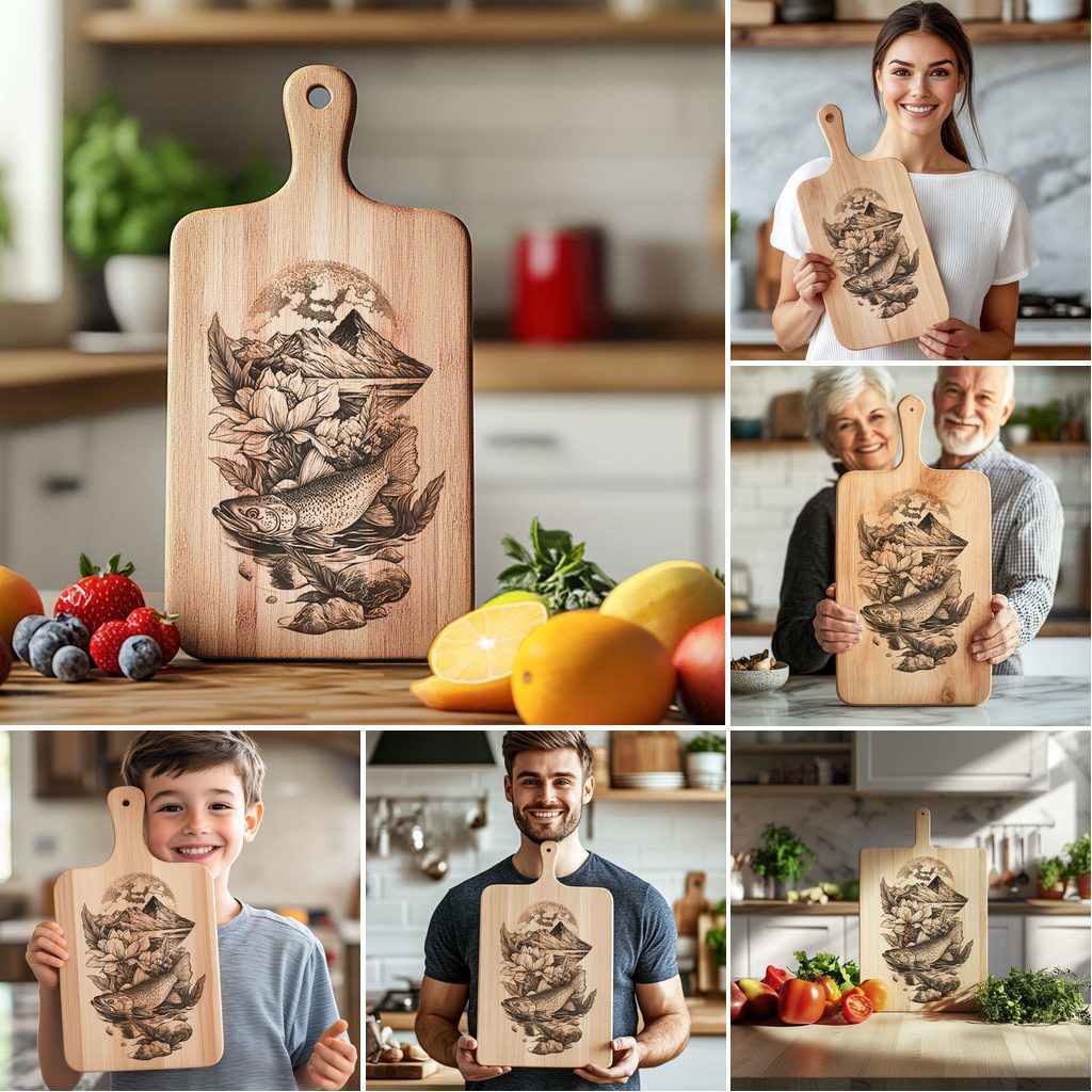 Charcuterie Board Laser Engraving Files, Animal 3D Illusion,