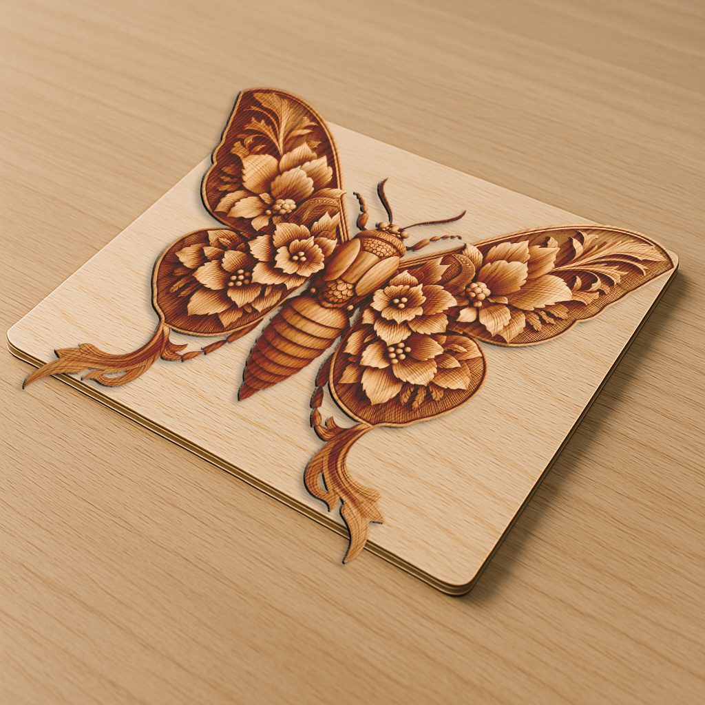 Cicada 3D Illusion Laser Engraving File, Nature Decor Art, Digital Template Download - immagine 5