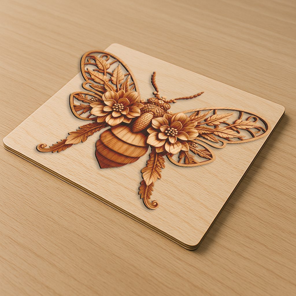 Honeybee 3D Illusion Laser Engraving File, Nature Wall