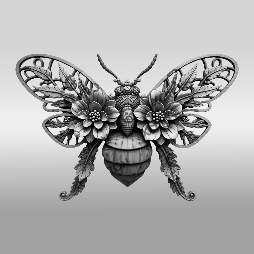 Honeybee 3D Illusion Laser Engraving File, Nature Wall