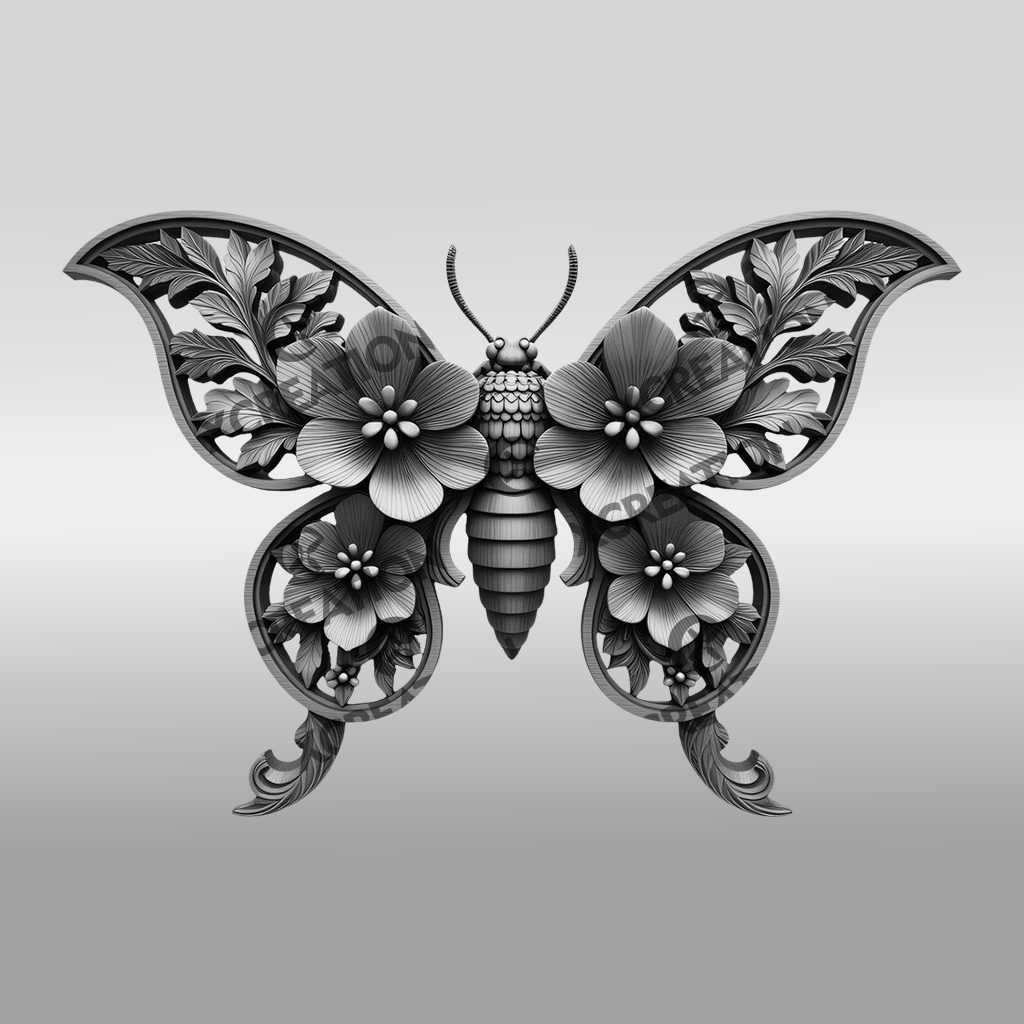 Insect 3D Illusion Laser Engraving File, Floral Leaf Nature Art for Home Decor - Imagen 6