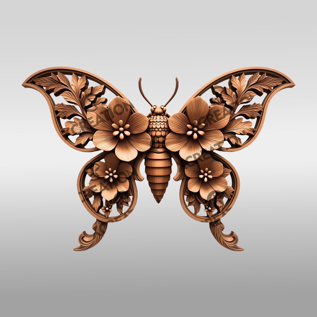 Insect 3D Illusion Laser Engraving File, Floral Leaf