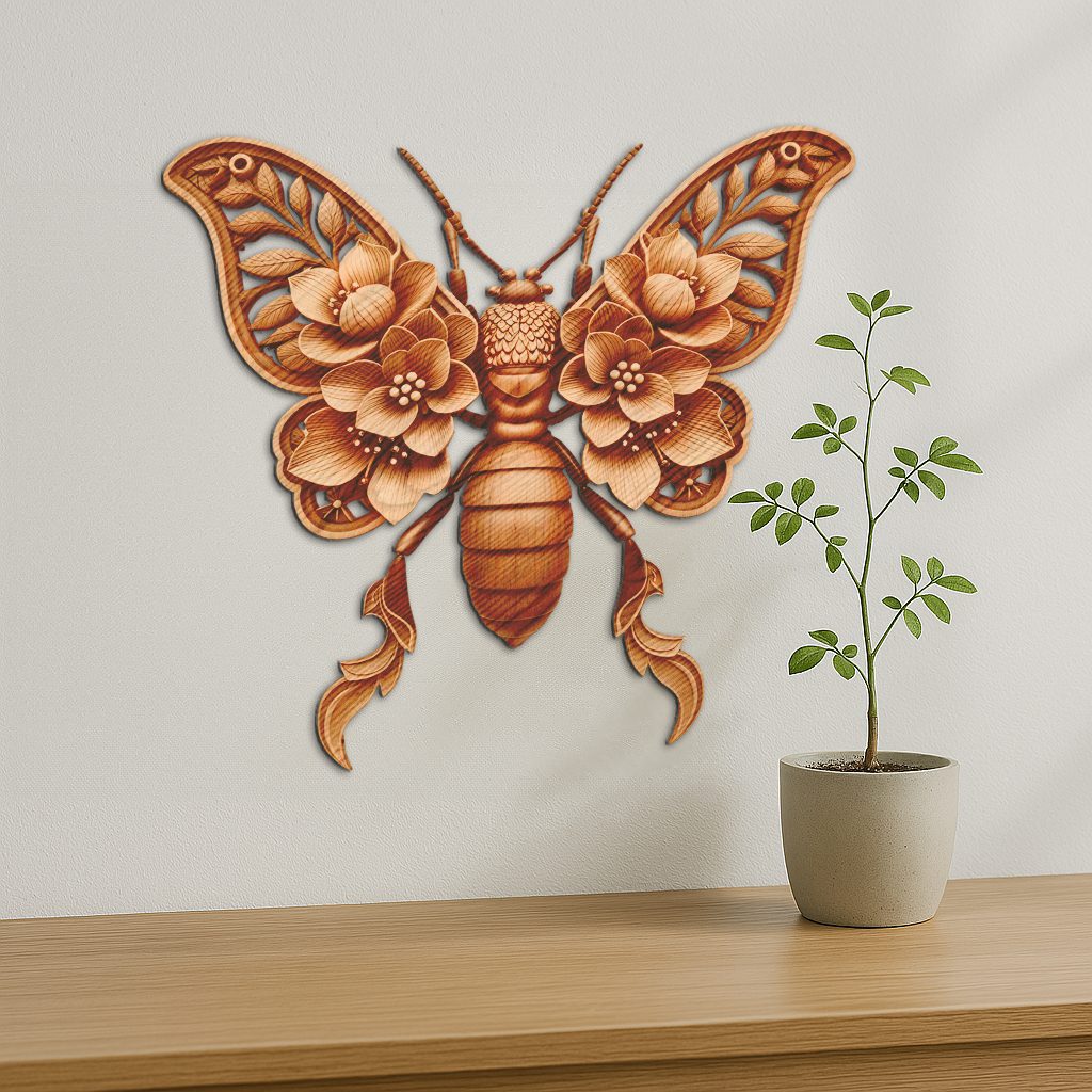 Insect 3D Illusion Laser Engraving File, Ornate Termite Art, Home Decor Template - immagine 3