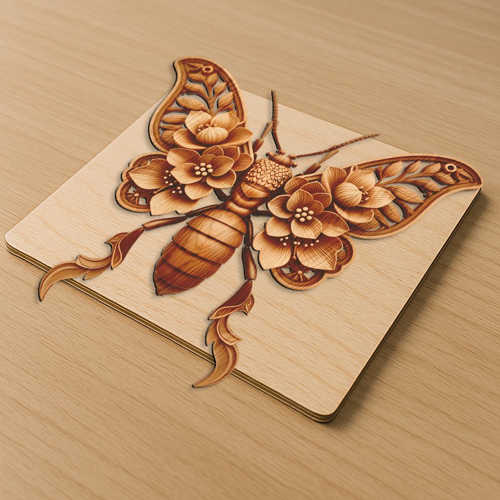 Insect 3D Illusion Laser Engraving File, Ornate Termite Art, Home Decor Template - immagine 4