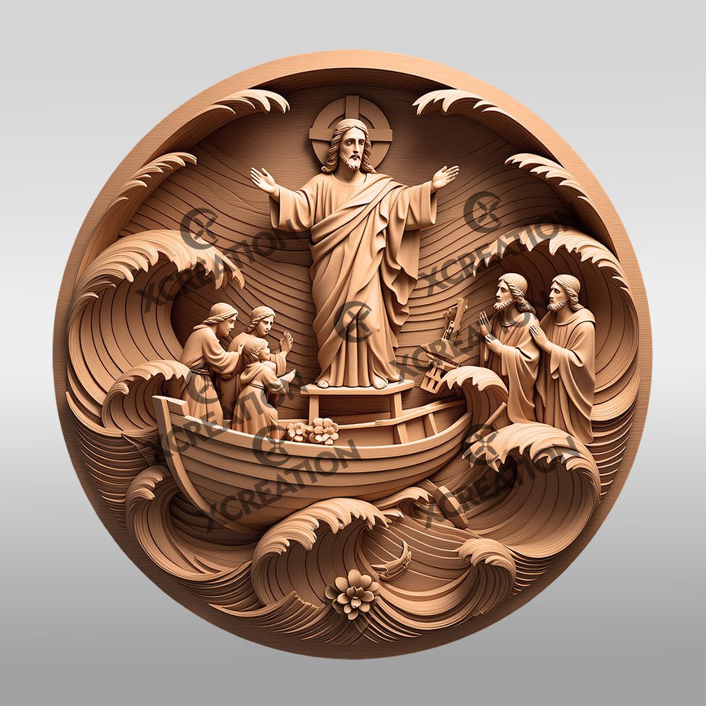 Jesus 3D Illusion Laser Engraving File, Calming the