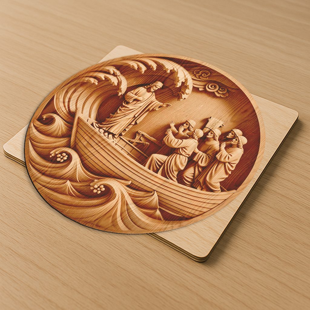 Jesus 3D Illusion Laser Engraving File, Calming The Storm Wall Art, Christian Decor – Image 2
