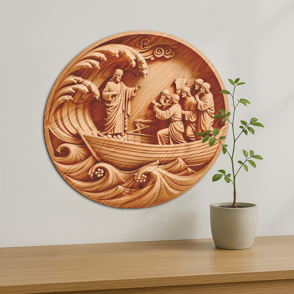 Jesus 3D Illusion Laser Engraving File, Calming The Storm Wall Art, Christian Decor – Image 4