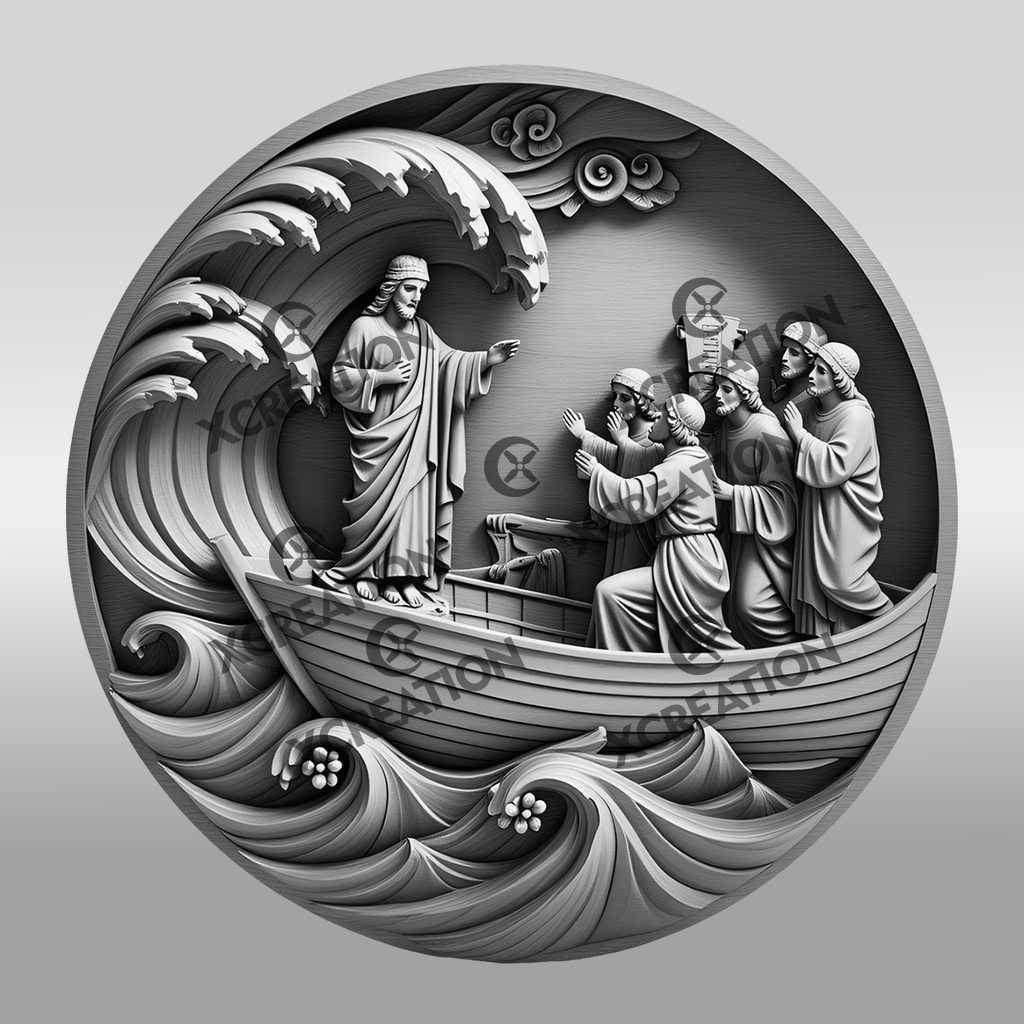 Jesus 3D Illusion Laser Engraving File, Calming The Storm Wall Art, Christian Decor – Image 6
