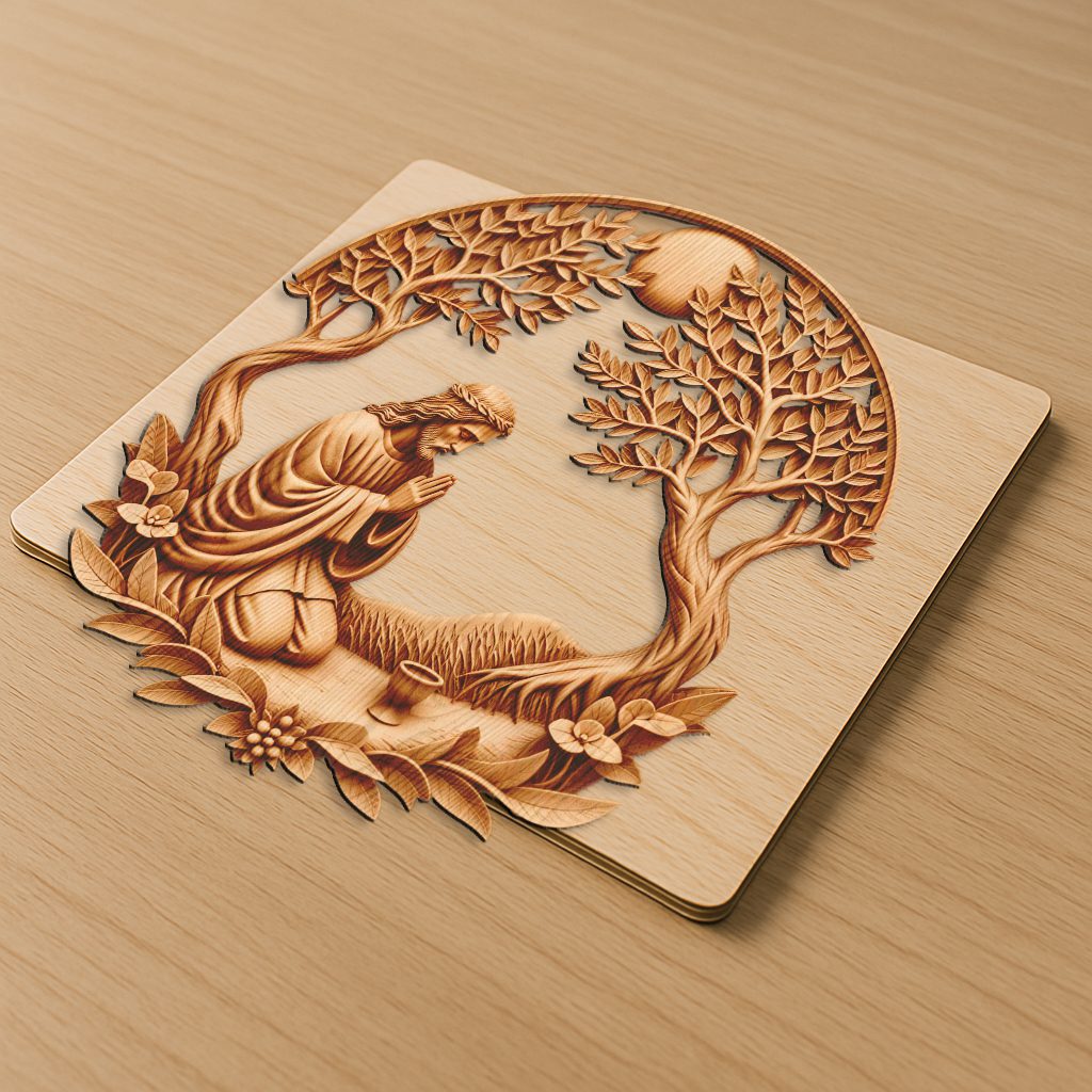 Jesus 3D Illusion Laser Engraving File, Praying in